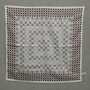 Sally Gee Brown Polkadot Scarf Square Vintage Japan Polyester 27.5 in Dots